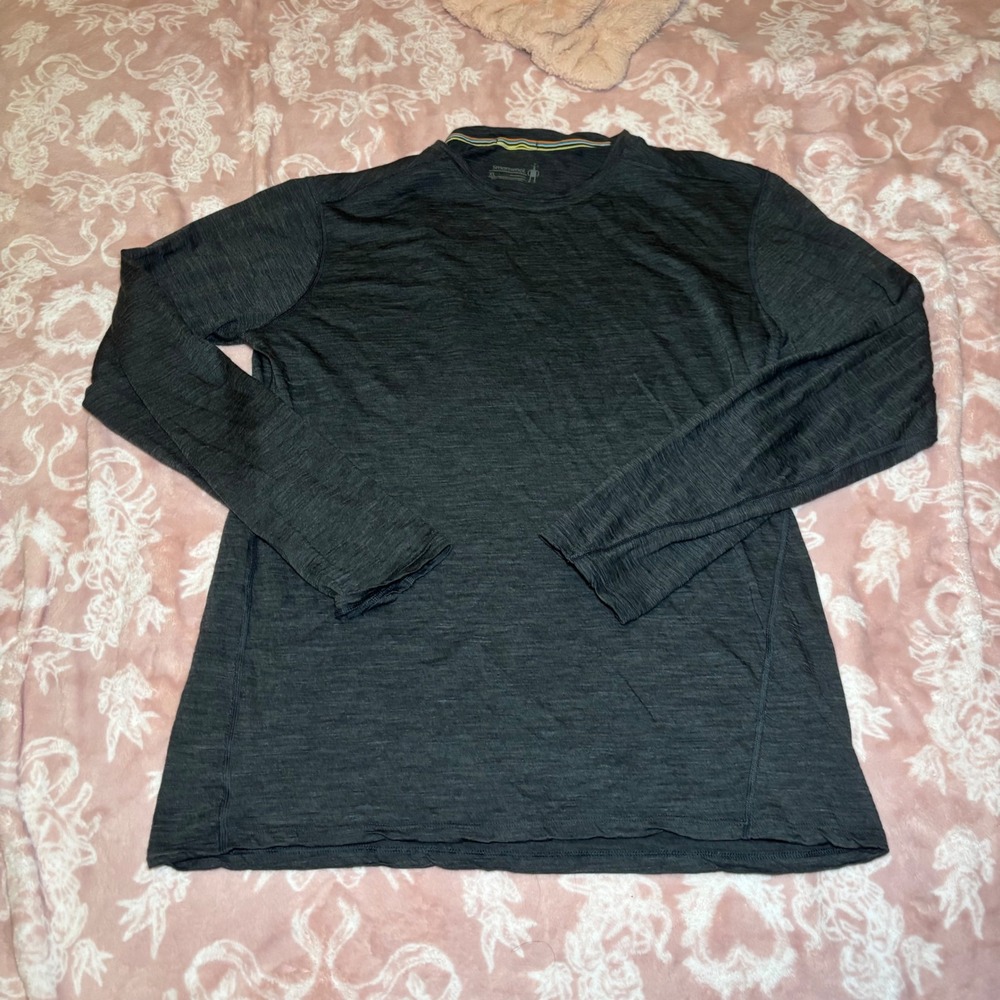 Smartwool Mens XL Merino Wool Long Sleeve Base Layer Charcoal Gray Heather Shirt